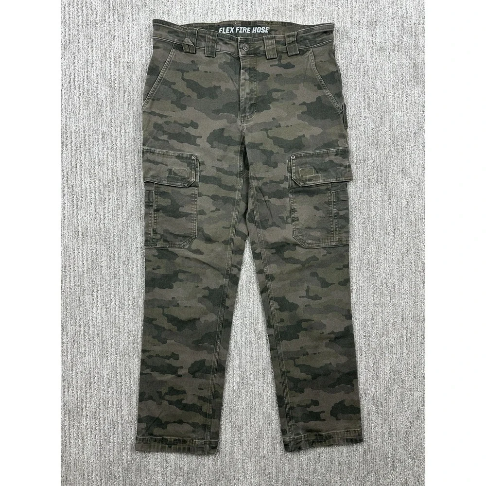 Duluth Trading Camo Cargo Pants Mens 34x32 (fits 33x30) Flex Fire Hose Slim Fit